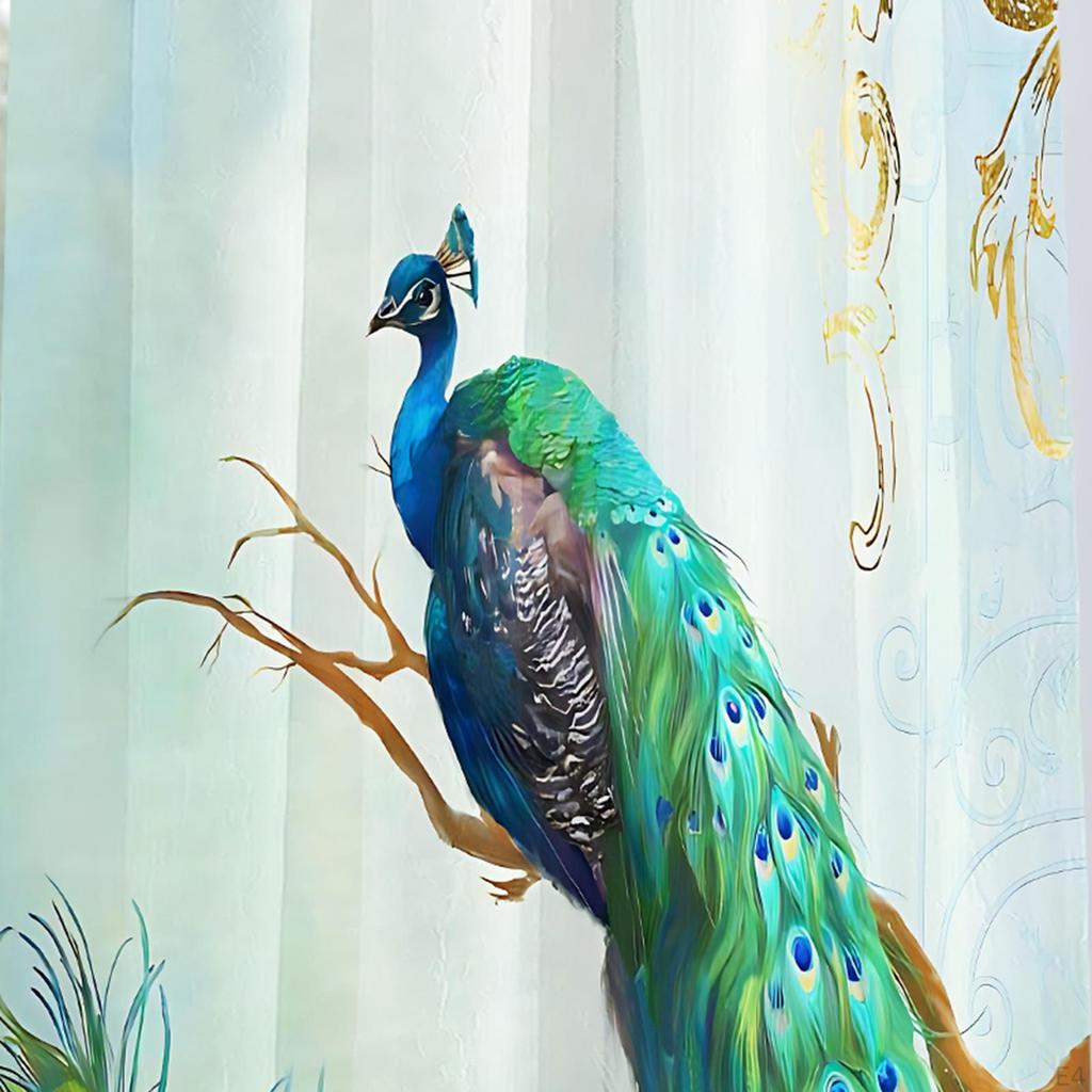 2 szt. niebieski tiul zasłony sypialniane przędza drukowana przezroczysta do pokoju dziecięcego jadalnia