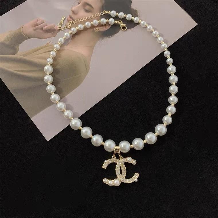 Classic Xiaoxiangfeng Bead Double C Necklace with the Same Earrings Is Suitable for Hot Sales On Major E-commerce Platforms