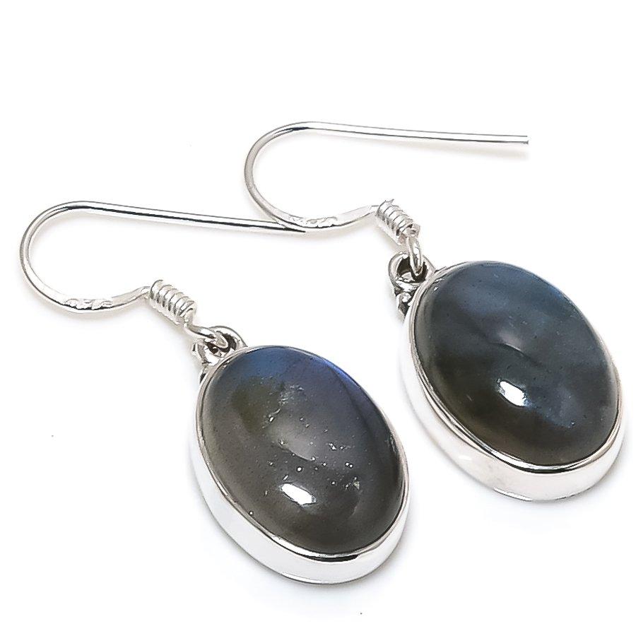 

Natural Labradorite Gemstone 925 Solid Sterling Silver Gift Earring 1.25 P6F41