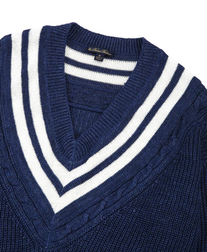 BROOKS BROTHERS Linen Oversized Tennis Sweater (Navy) (Bbwnwm7246Qes)