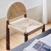 Retro Solid Wood Aquatic Plant Woven Rattan Chair, Designer's Homestay Restaurant Rattan Chair, Chinese-style Dining Chair