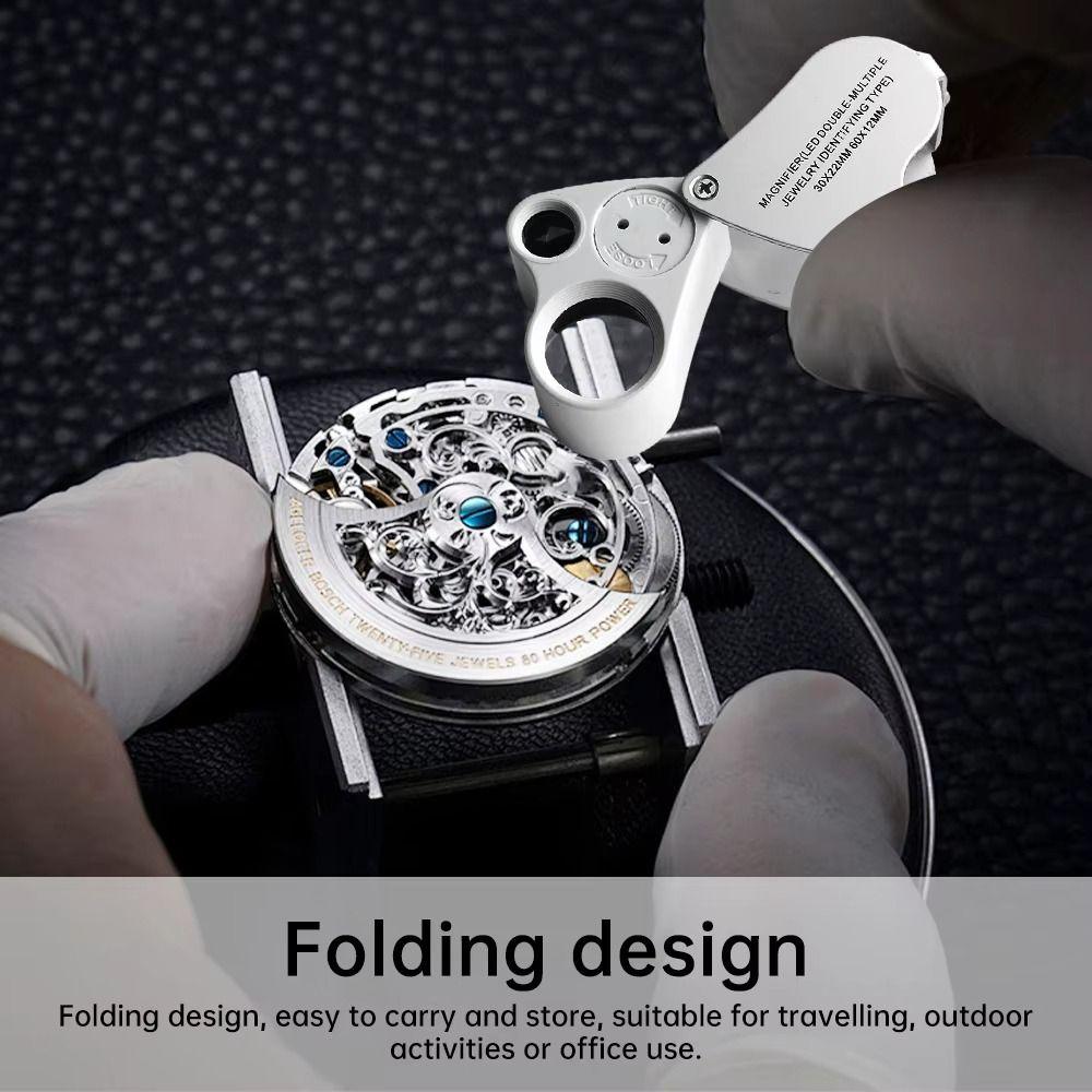 with Bright LED Light Foldable Jewelry Magnifier Adjustable Lighting Handheld Magnifier  Elder