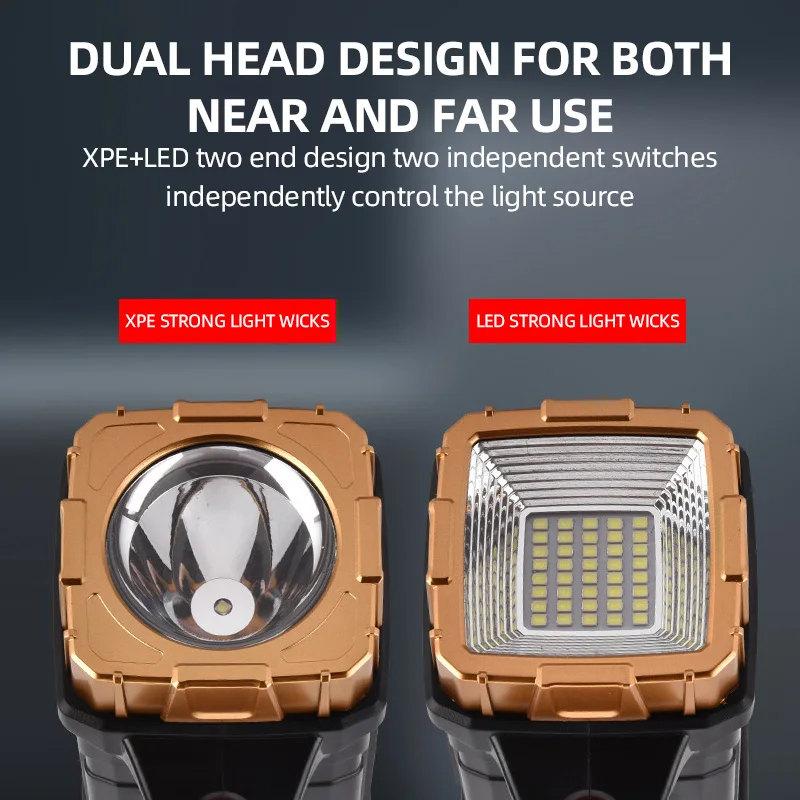 High Power Rechargeable LED Flashlight Multifunctional Portable Light with Side Light Waterproof Multiple Lighting Modes