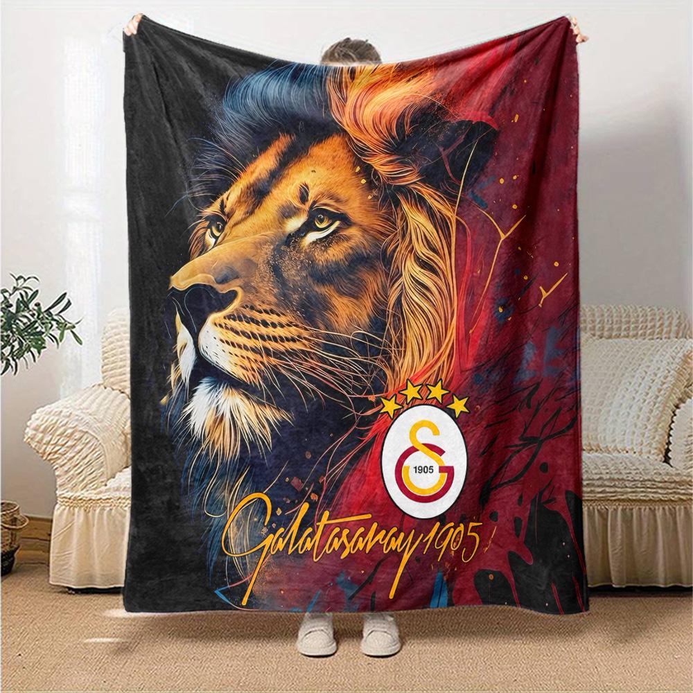 Aslanlar Galatasaray Blanket Ultra-Soft Suitable for Seaside Bed Chair Four Seasons Multipurpose Digital Print