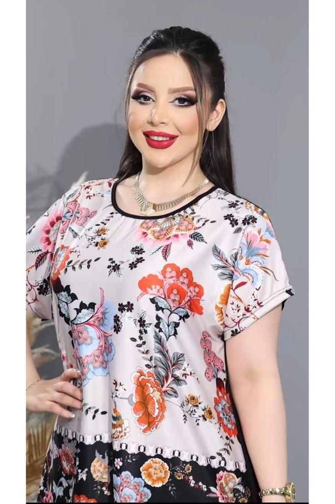 Bluză de damă mărime mare Bluză cu fantă micro în față cu model floral