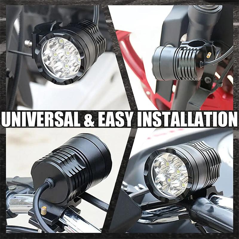 2Pcs Auxiliary Motorcycle Headlights Spotlights Additional 60W LED Lamp 12V -80V Bicycle Car Motorbike Driving Fog Lights IP67