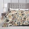 Dog Paws And Bones Print Throw Blanket Flannel Fleece Blankets Soft Plush For Sofa Couch Bedroom Gift