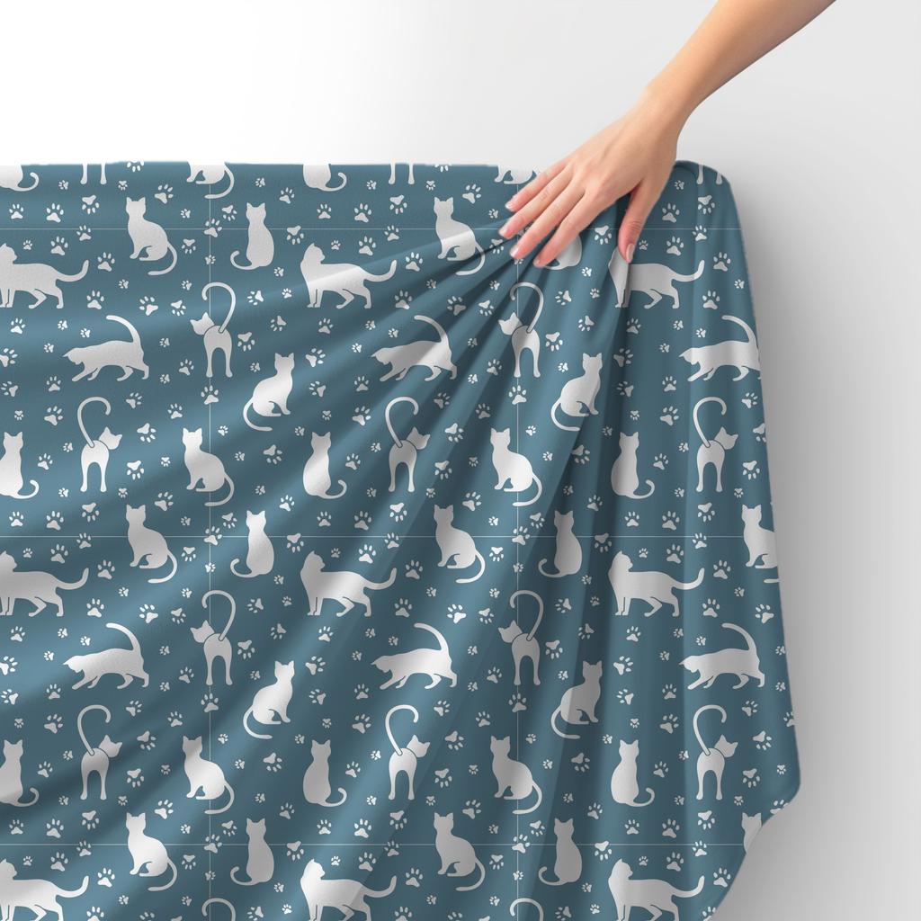 Royal Samt Stoff Polyester Zum Nähen - Motiv Silhouetten Von Katzen