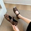 2025 Women Ballet Flats Shoes Shallow Mouth Autumn Loafers Ballerinas New Fall Leopard Retro Dress Tabis Shoes Zapatos De Mujer