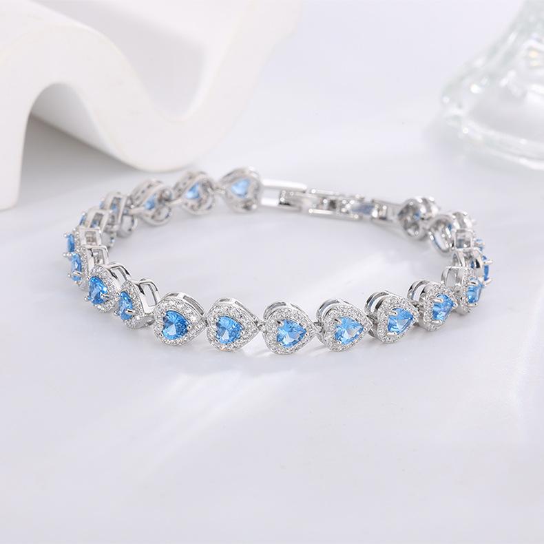 Jewelry Cultivated Ruby Emerald Bracelet Heart Shaped Exquisite Sapphire Bracelet Jewelry