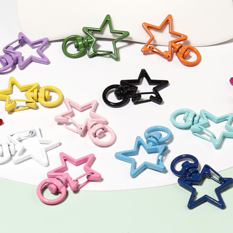 10 PCS/Lot Alloy Lobster Clasp Color of The Lacquer That Bake the Moon Heart Five-pointed Star Shape Diy Manual Connector Ring