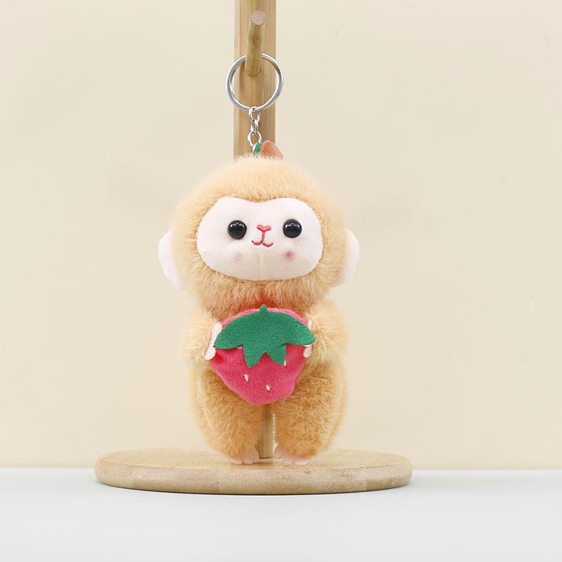 Cute Fruit Monkey Plush Keychain Cartoon Monkey Toy And Keyring Accessory Gift