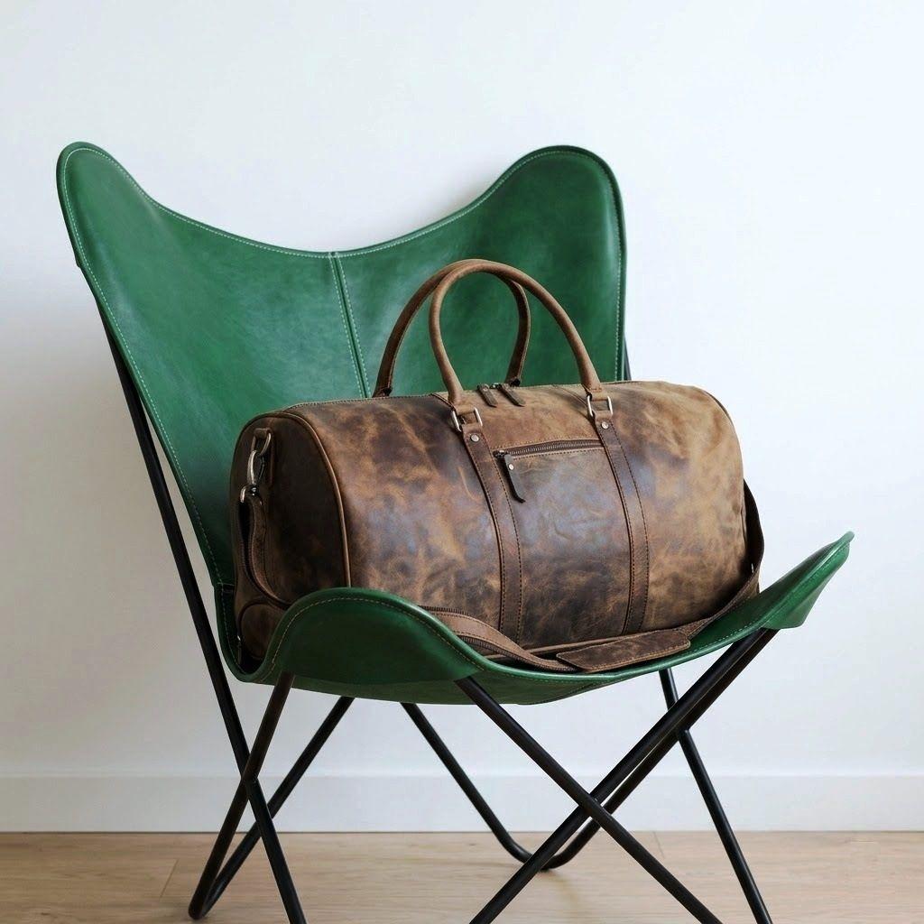 Bolsa de viagem com carrinho de couro para homens e mulheres, bolsa de viagem de 24 polegadas durante a noite, fim de semana, academia, cabine com rodas para fácil transporte