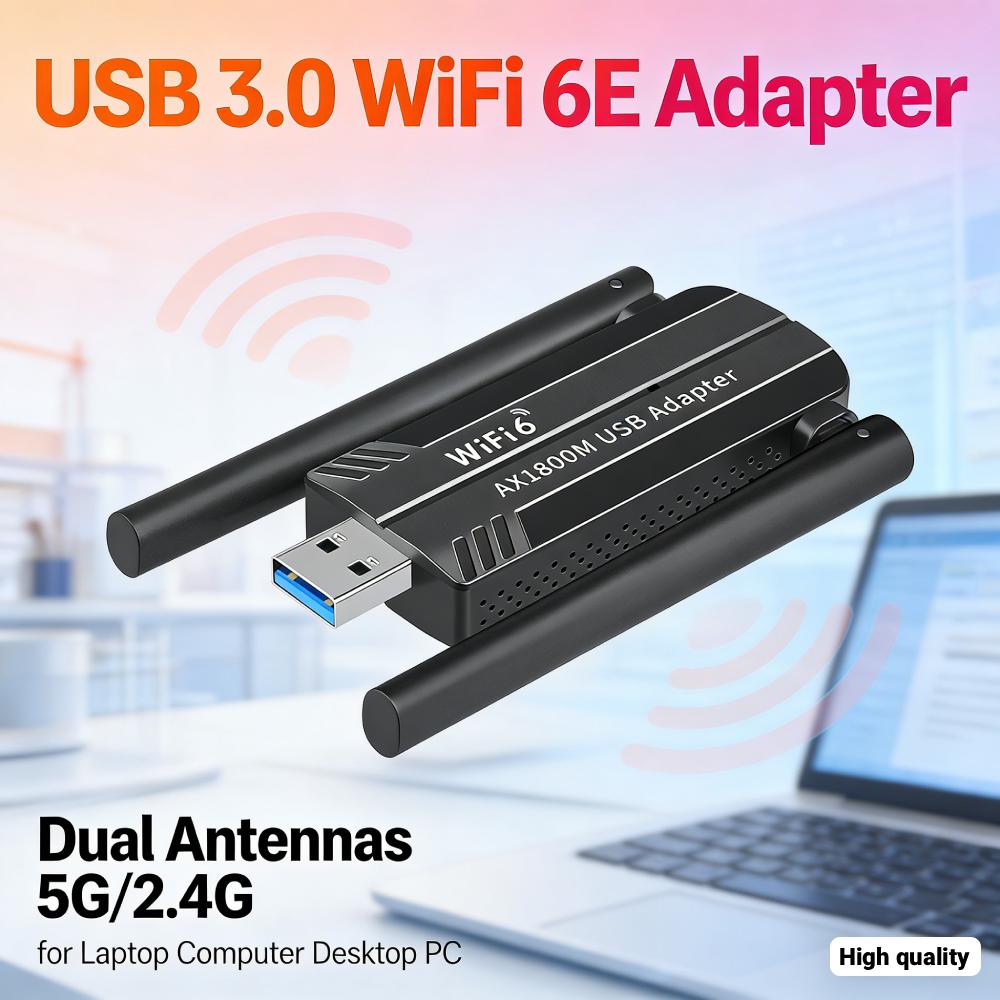 Wireless USB Network Adapters with Dual Antennas USB Wi-Fi Dongle Wireless Network Card 5G/2.4G for Laptop Computer Desktop PC