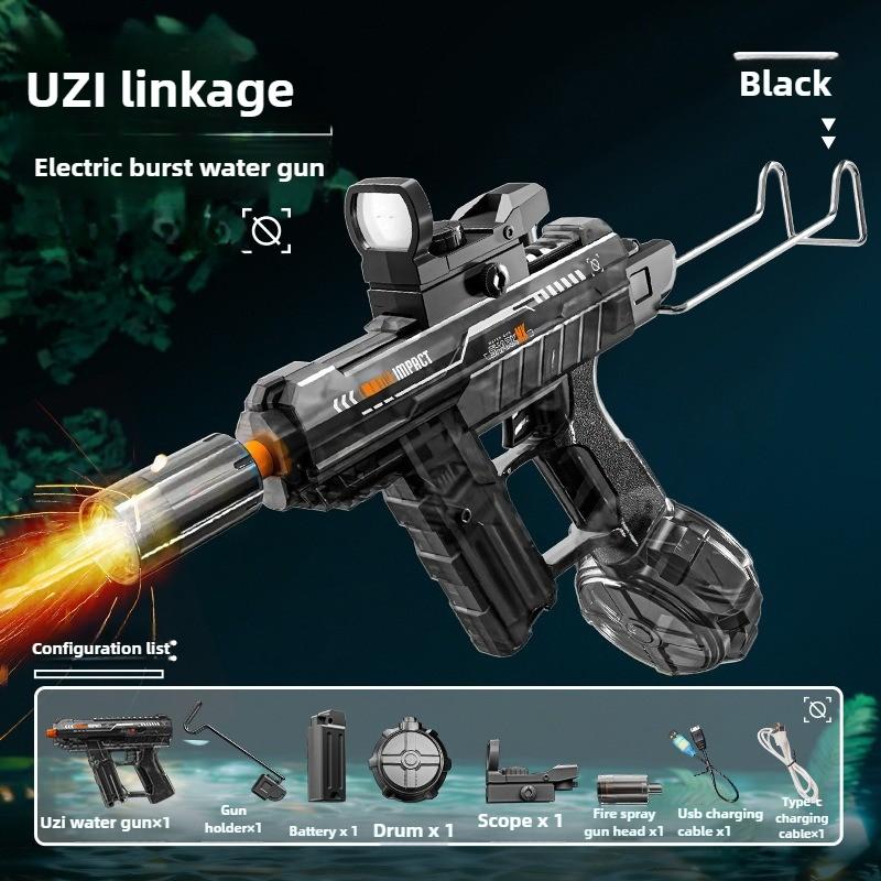 UZI Simulierende Flamme Elektrische Wasserpistole Hochdruck Automatische Wasserpistole für Kinder Sommer Outdoor Pool Wasserschlacht Spielzeug Geschenke