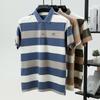 Luxury brand emboss short sleeve polo shirt fashion T-shirt stripe color blocked summer pure cotton comfort casual men's wear