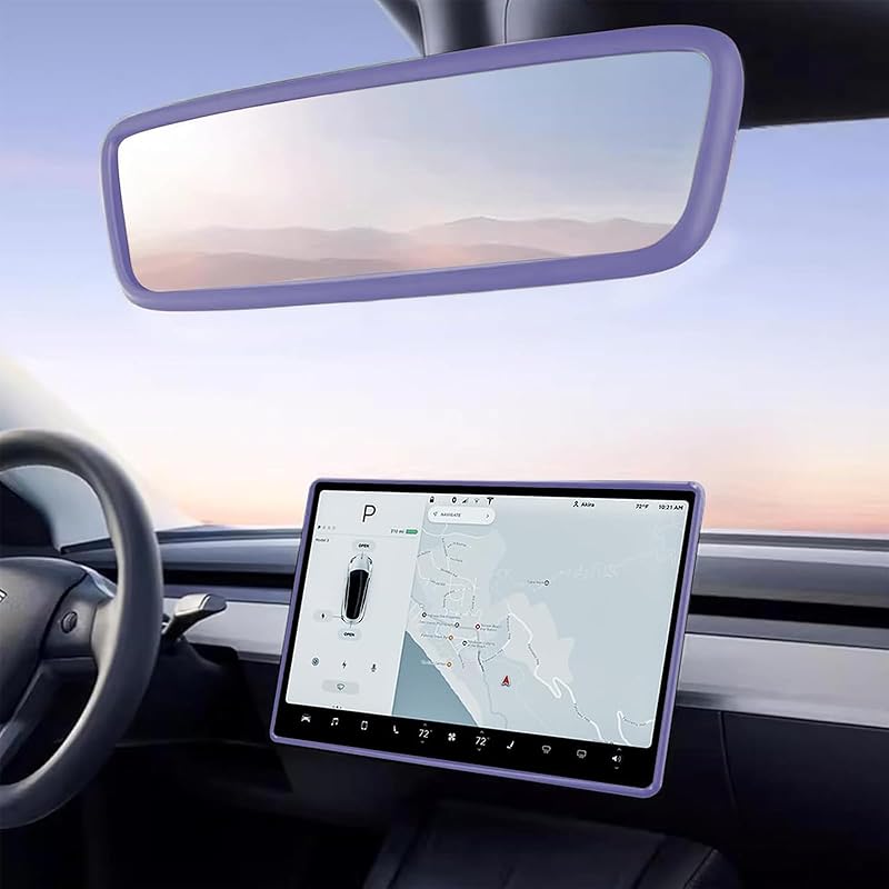 2PCS Protector Trim Frame Compatible With Tesla Model 3 Y -2024 2026 Screen Edge Frame Rearview Mirror Cover Interior Silicone Decorations Center