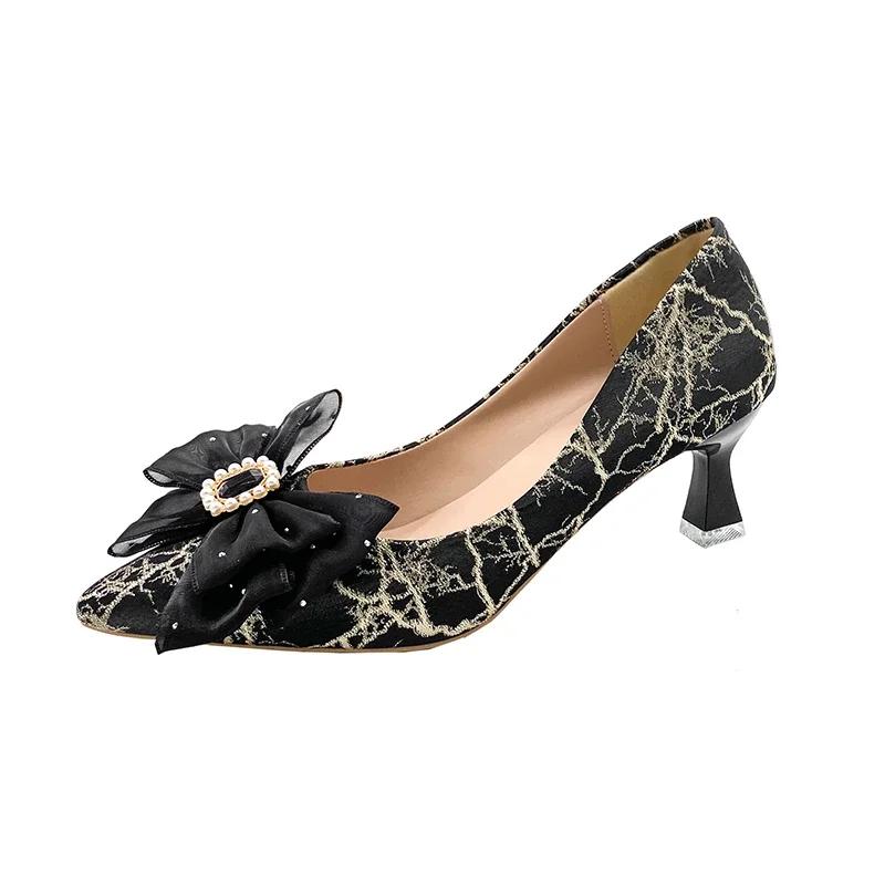 Fashion Spring and Autumn Versatile French 2025 High Heels Temperament Soft Sole Shallow Mouth Pointed Toe Stiletto Women's Single Shoes