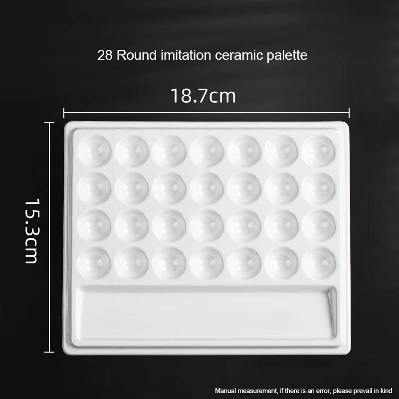 Watercolor Paint Palette Imitation Ceramic Paint Palette Tray for Watercolor Gouache Acrylic Painting Calligraphy Art Supplies