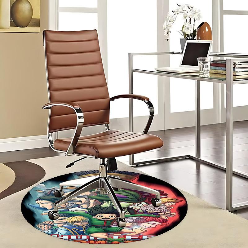 1pc Hunter x Hunter Anime Cartoon Design Round Carpet Office Chair Mat, NonSlip Rug for Home Decor, Living Room, Bedroom