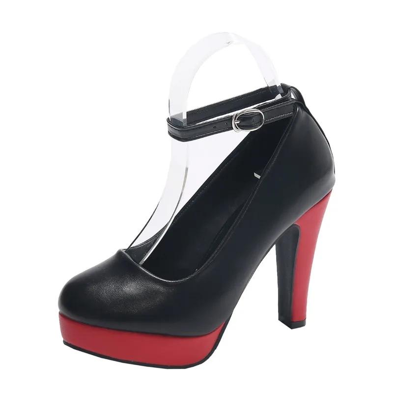 

Мода 2024 года, модная женская обувь, женские туфли-лодочки с пряжкой, осенние туфли с круглым носком, неглубокие однотонные сексуальные платья, туфли на шпильках или тонких каблуках, обувь больших размеров 40