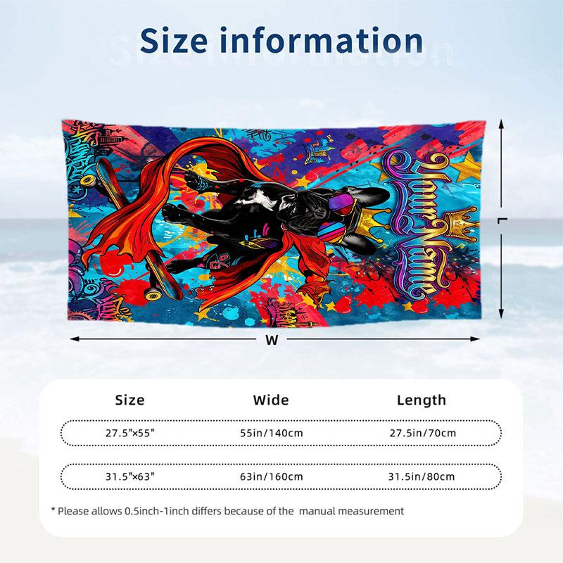 Dog Theme Beach Towel Personalized Custom Name & Text Soft Quick Dry Beach Towel for Swimming Travel
