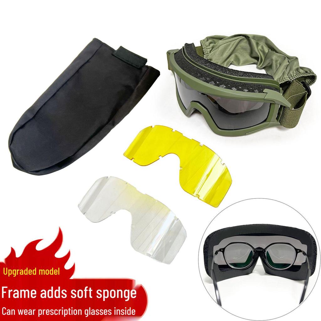 Impact-Resistant Tactical Combat Goggles - Windproof & Sandproof Shooting Glasses for Outdoor Use