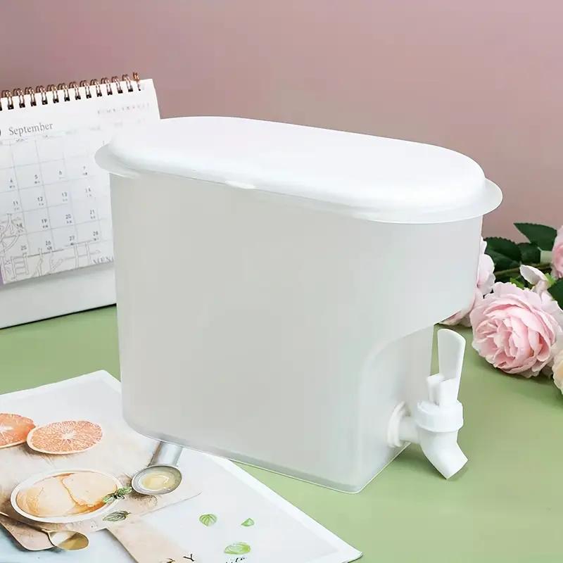 3500ml Plastic Water Cooler with Spigot Cold Water Bucket Horizontal Design Large Capacity Anti-Slip Thickened Home Kitchen Use