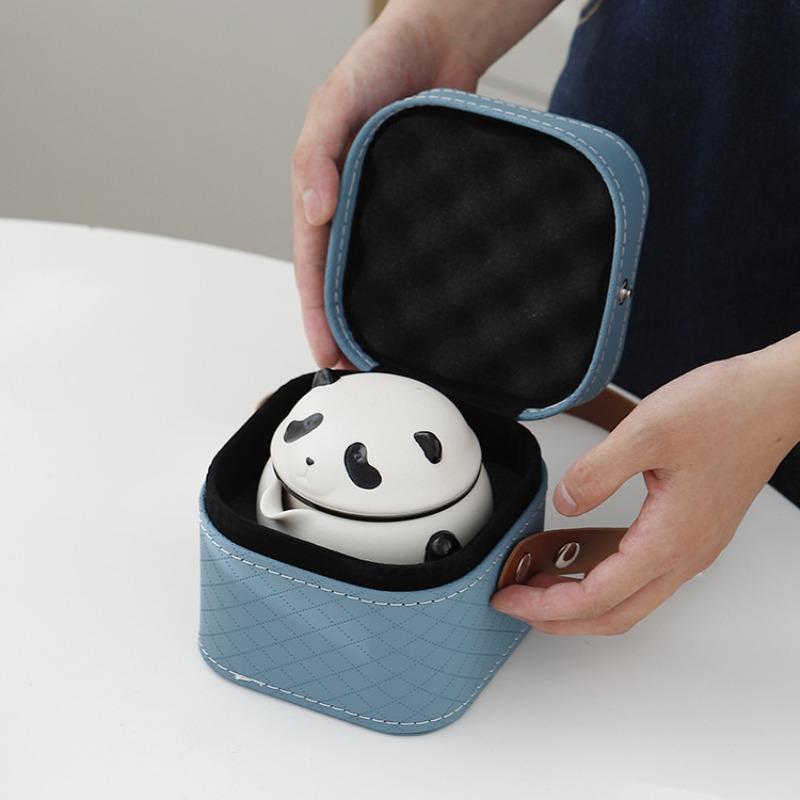 Panda Ceramic Travel Tea Set Portable Kung Fu Kuaike Cup One Pot Three Cups Outdoor Travel Camping Tea Set