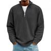 2025 Autumn Men's Corduroy Long-Sleeve Polo Shirt with Stand-Up Collar and Zipper
