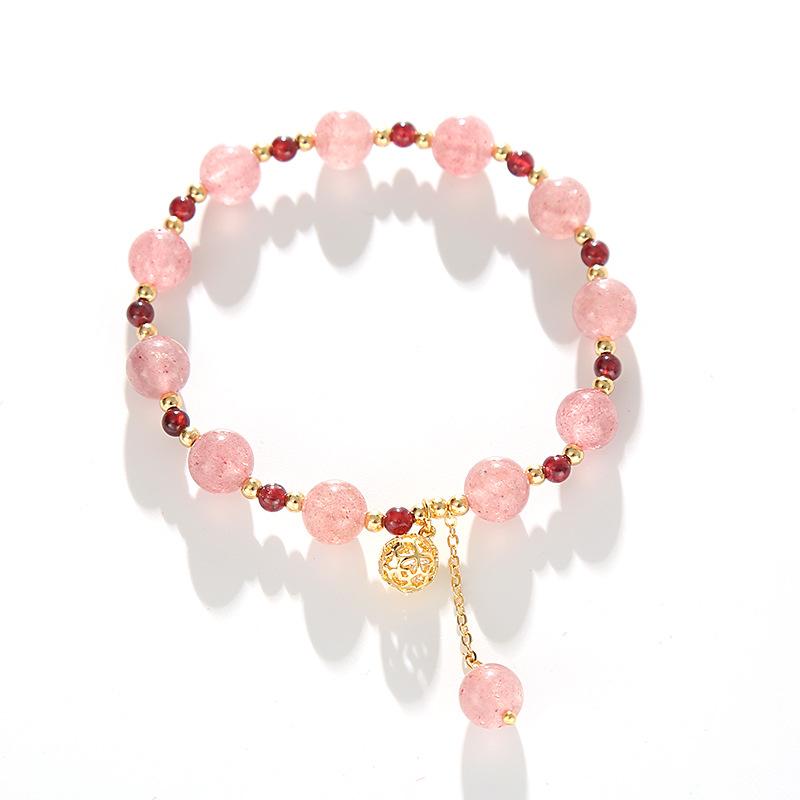 Metal Ball Strawberry Crystal Garnet Bracelet Bangles Women Fashion Jewelry accessories Gift