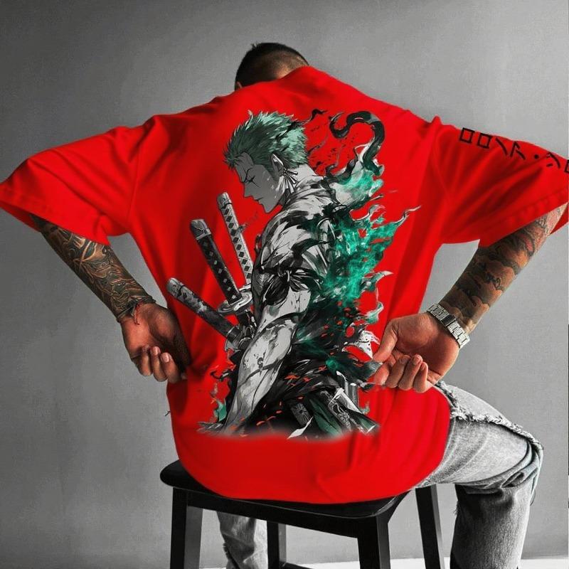 T-shirt a maniche corte da uomo Zoro Nuova Estiva Cotone Streetwear Top Casual Maglietta Grafica Oversize Abbigliamento Y2k Unisex