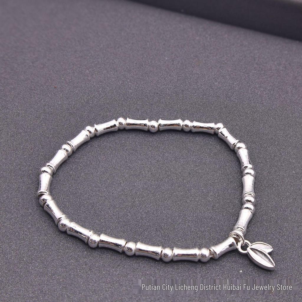 999 Sterling Silver Bamboo Joint Bracelet - Essential Niche Design for Little Fairies