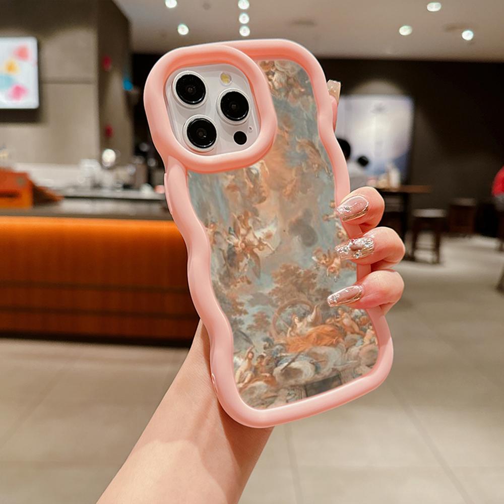 Macaron Soft TPU Phone Case for iPhone 11 12 13 14 15 Pro Max SE X Xs Max XR 6 6s 7 8 14 15 Plus Tecno Camon 19 Realme C35 Cover Ae51 Angel art design