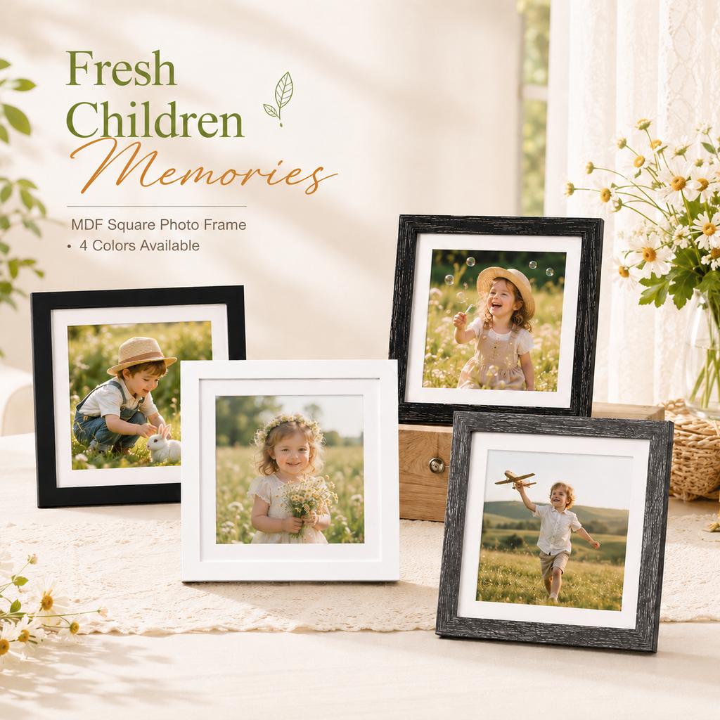 Wholesale Wood Picture Frame Durable Lightweight Square Photo Frame Wall Hanging Tabletop Home Decor 6x6 8x8 10x10 12x12 14x14