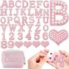 26pcs A-Z English Letter Glitter Pearls Rhinestone Patches Repair Embroidered Sew On Appliques,Patches for DIY Clothes Bags Hats