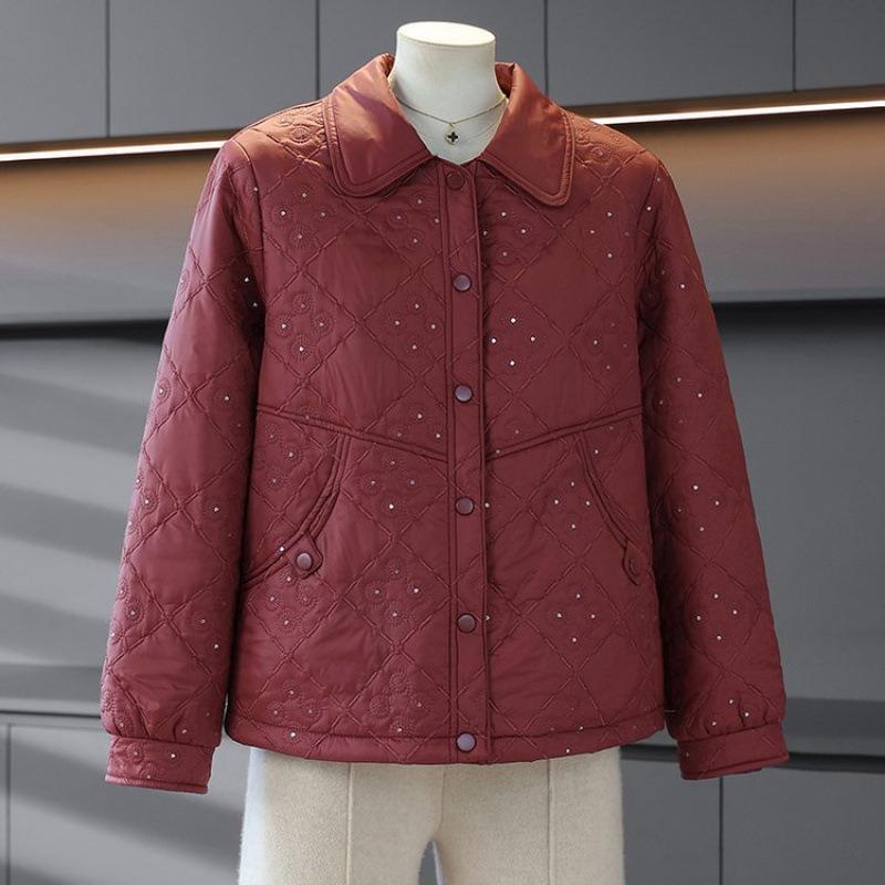 Winter Padded Jacket Large Size Light and Thin Padded Jacket Warm New Middle-aged and Old Women Autumn and Winter Warm Padded Jacket