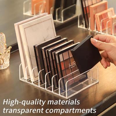 Lidschatten-Palette Organizer aus Acryl - Kosmetik-Aufbewahrungsbox mit 7 Fächern für Make-up, Sonnenbrillen & Rouge-Sets 2 Größen, Klar