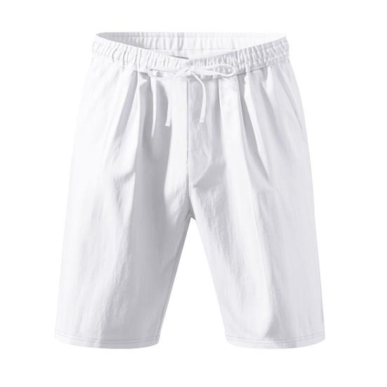Men Summer Beach Shorts with Pockets Drawstring Elastic Waist Solid Color Versatile Casual Shorts for Daily Wear