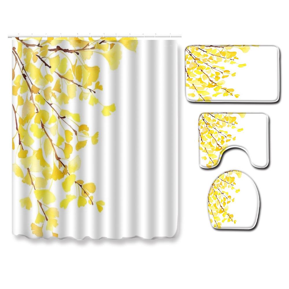 

День святого Валентина Туалет Занавеска для душа Набор из четырех предметов Принт Коврик для пола Коврик для ванной Комната Впитывающий коврик для двери Ковер Shower curtain + 45 * 75