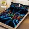3PCS Neon Gamer Word Printed Fitted Sheet Flat Sheet Set Vibrant Gaming Bedding for Teen Boys Queen Size Trendy Room Decor