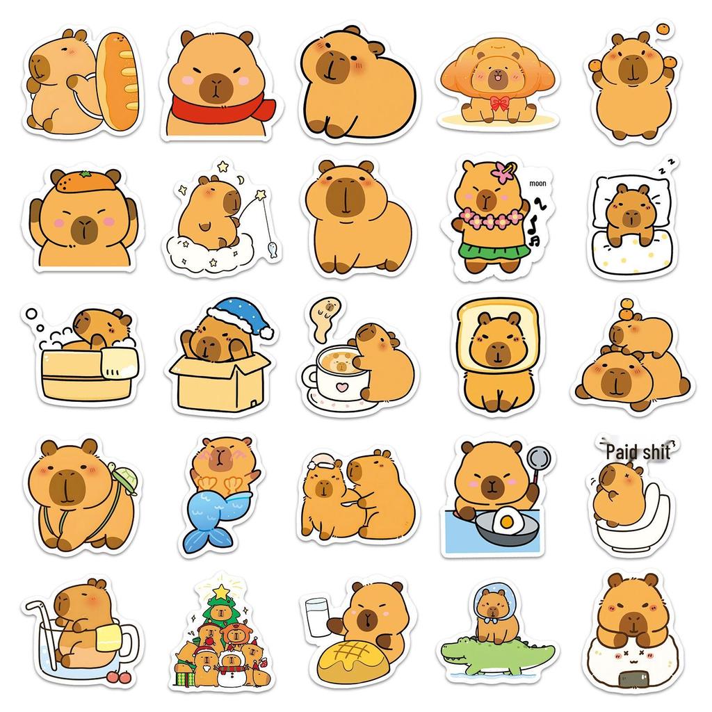 100 Capybara Animal Pattern Stickers for Laptops, Luggage, and Water Bottles
