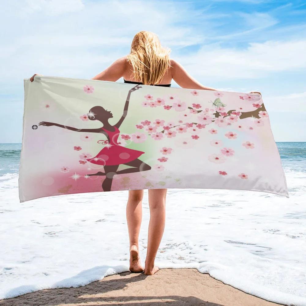Ballet Girls Bath Towel Quick Dry Towels Lightweight Beach Towel for Gym Travel Sport Hiking Camping Microfiber Swimming Cover