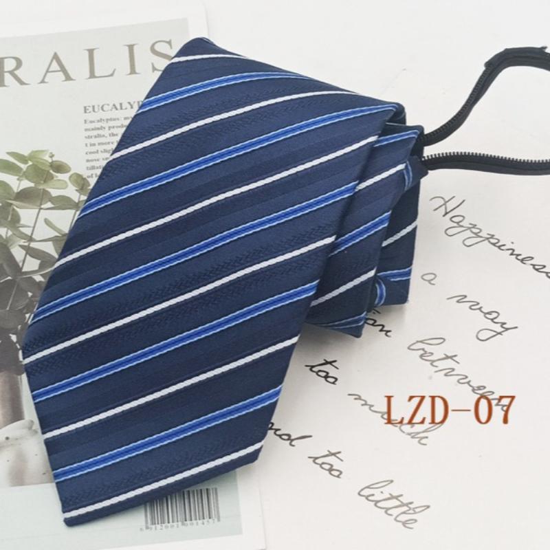 Men's Formal Business Tie with 8cm Zipper, Striped Black Tie, No Knotting Required.