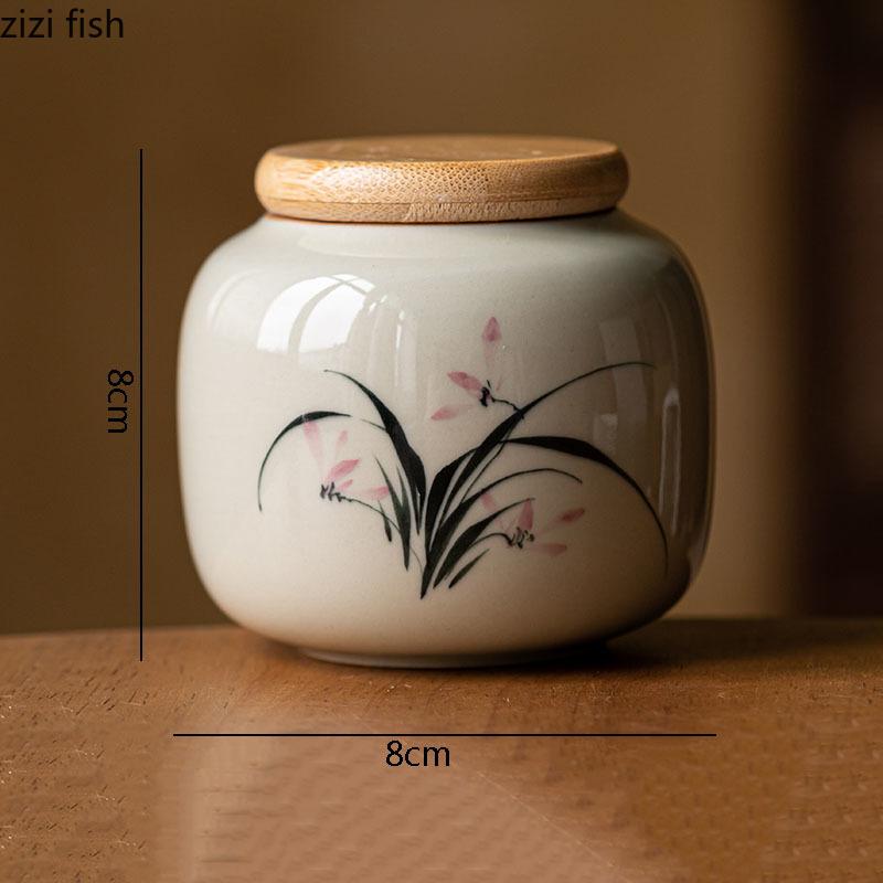 Vintage Ceramic Tea Cans Creative Hand-painted Pattern Tea Box Sealed Storage Jar Candy Jars Household Teaware Accessories