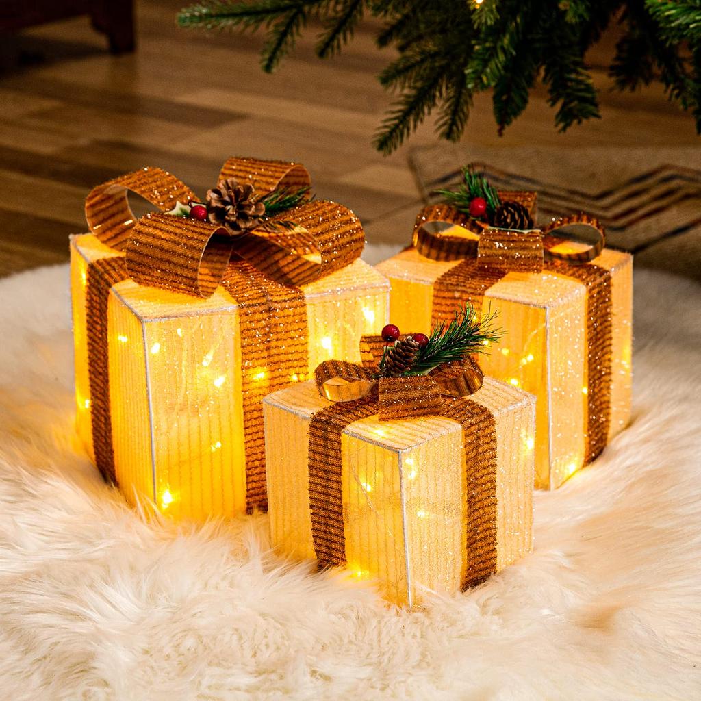 MORGEN SKY Christmas Tree LED String Battery Gift Mini Bulb Fairy Christmas Timer Set of 3 Lights, Outdoor/Indoor Lights, Operated, Box, Lighting,
