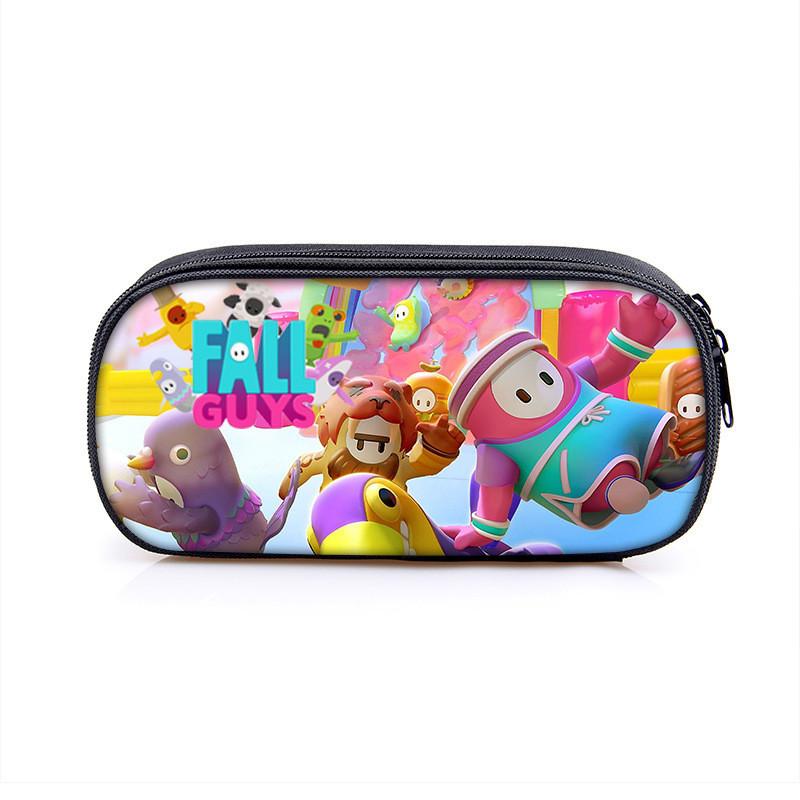 Fall Guys Cartoon Pencil Case For Students With Nylon Material Storage Organizer