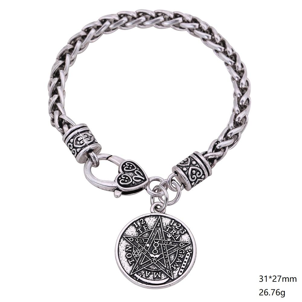 Vintage Tetragrammaton Pentacle Pentagram Pendant Bracelets Wiccan Talisman Amulet Seal of Solomon Jewelry Gift For Men