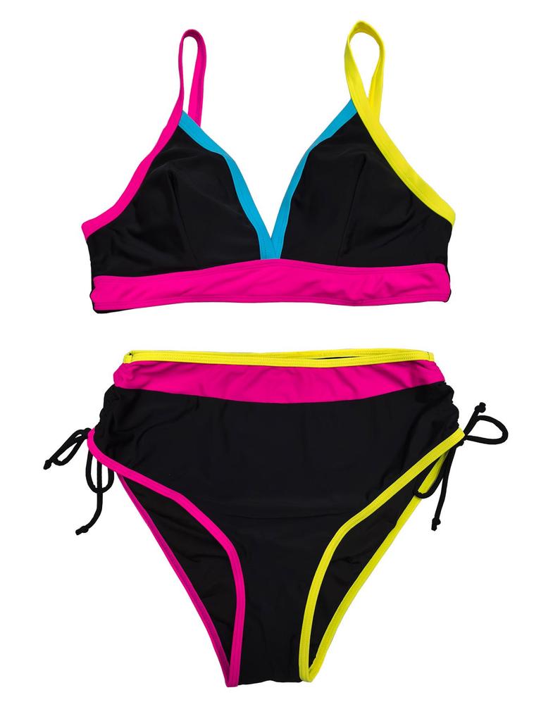 European and American Plus Size Women's Sexy Triangle Bikini with Tie-Up and Split Design