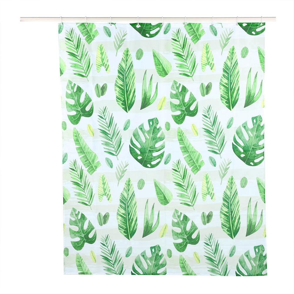 Unique Plant Leaves Pattern Shower Curtain Waterproof Mildew Proof Bathroom Curtain Decoration150x180cm